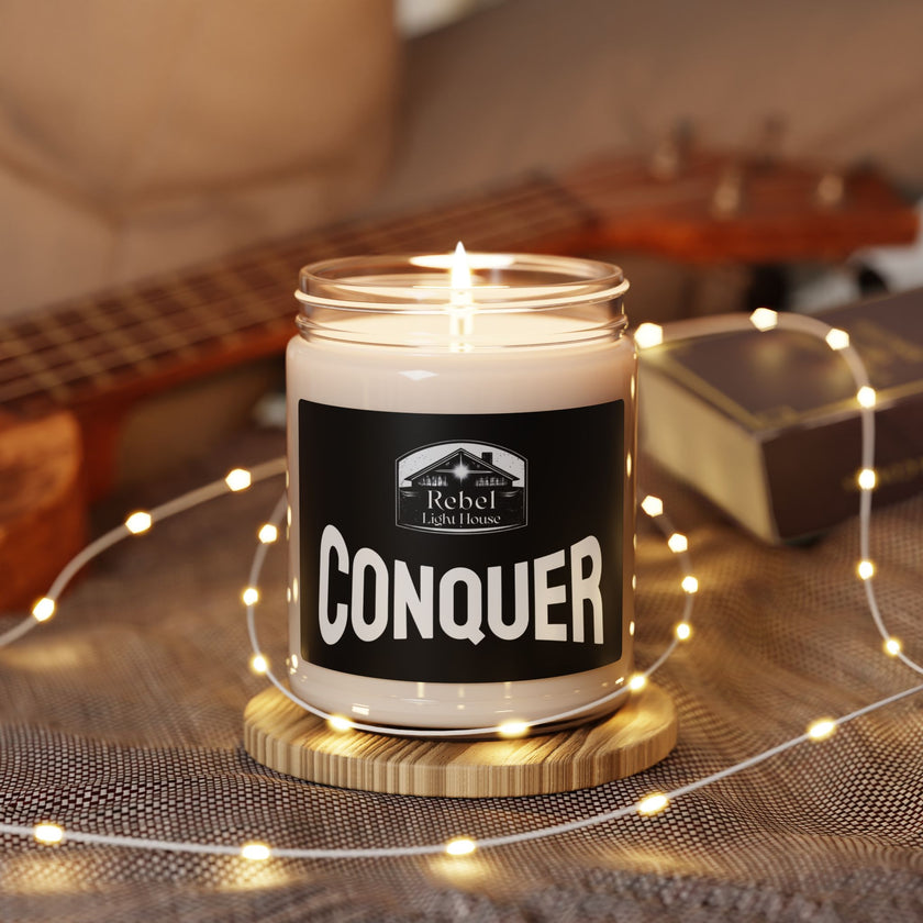 Conquer — Overcome | Rebel Light House-Apple Harvest Scented 9oz Soy Candle