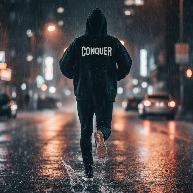 CONQUER— Overcome The Obstacles | Rebel Light House On Demand Hoodie
