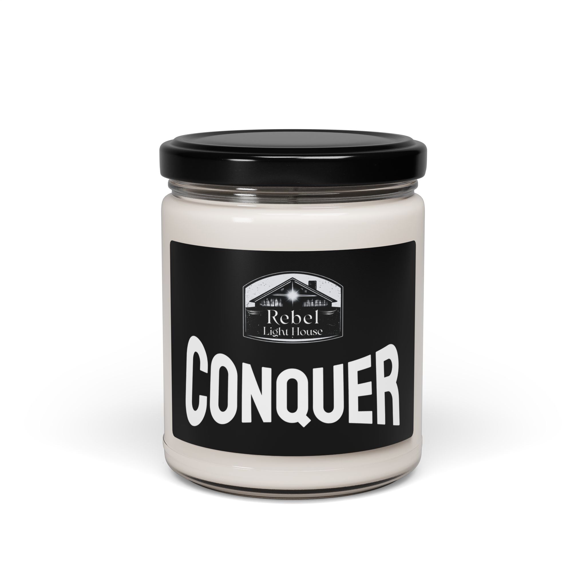 Conquer — Overcome | Rebel Light House-Apple Harvest Scented 9oz Soy Candle