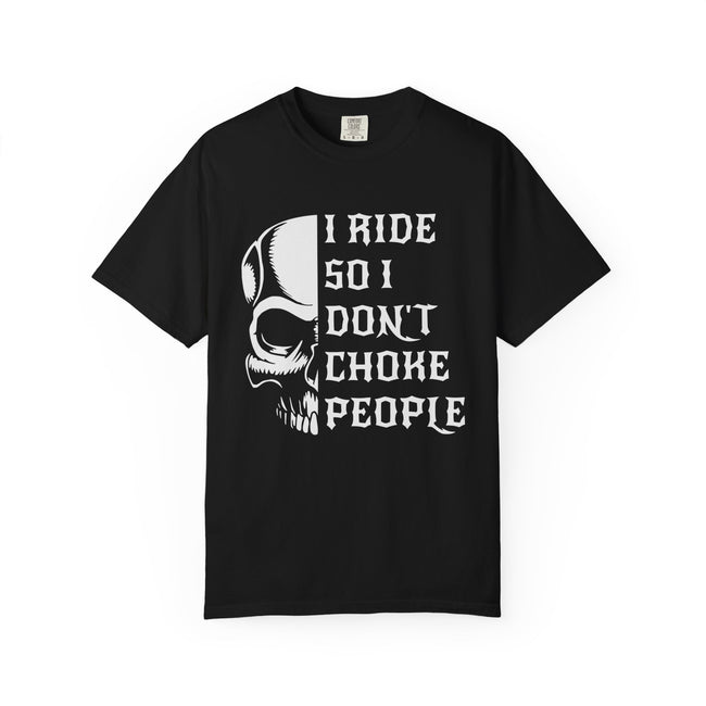 Skull Graphic T-Shirt - I Ride, Motorcycle Tee, Gift for Bikers, Unisex Casual Wear, Riding Outfit, Unique Shirt for Men and Women