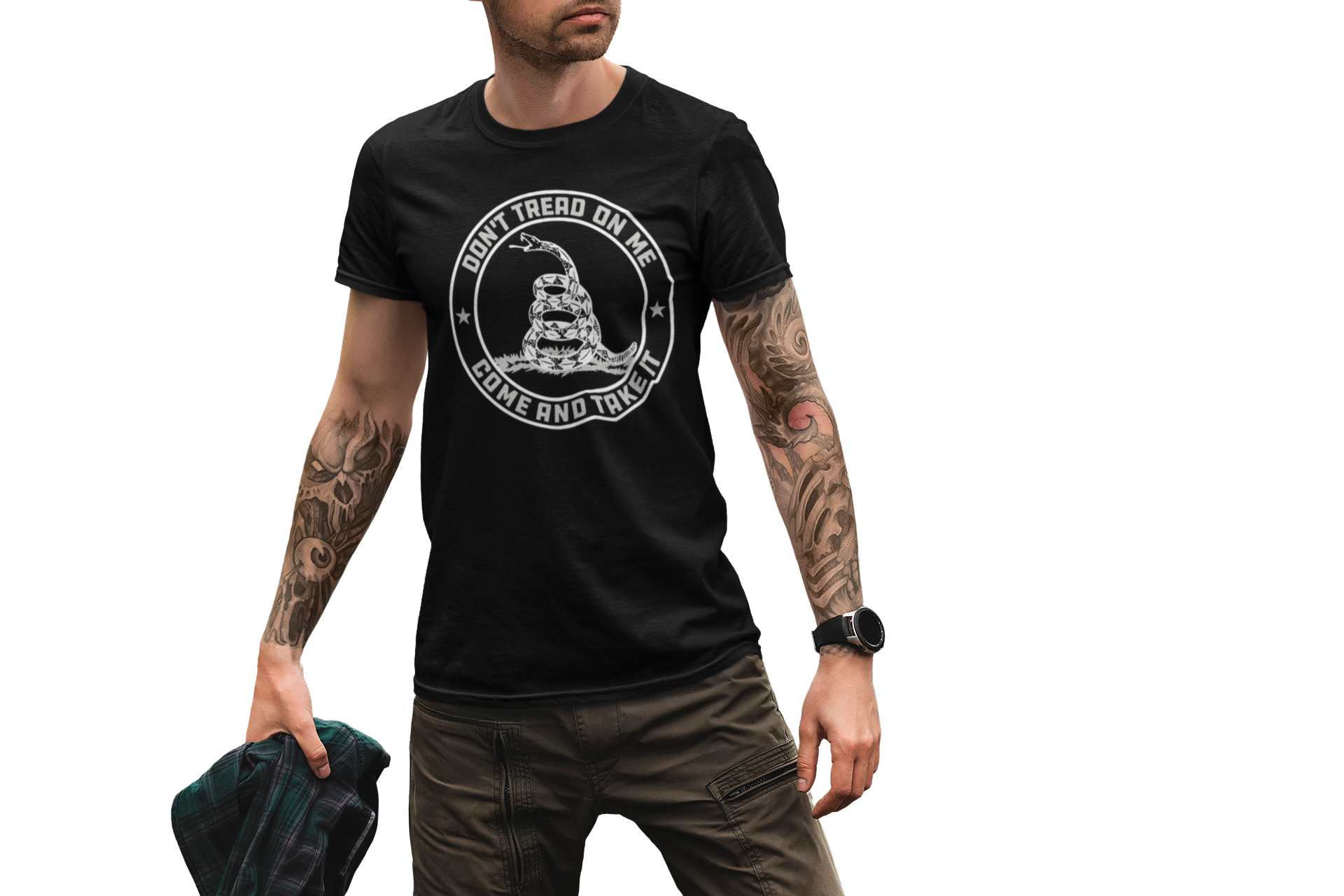 Bold Graphic Tee with 'Don't Tread on Me' Design, Unisex Casual Wear for Freedom Lovers, Patriot Shirt, Gift for Veterans, Independence Day