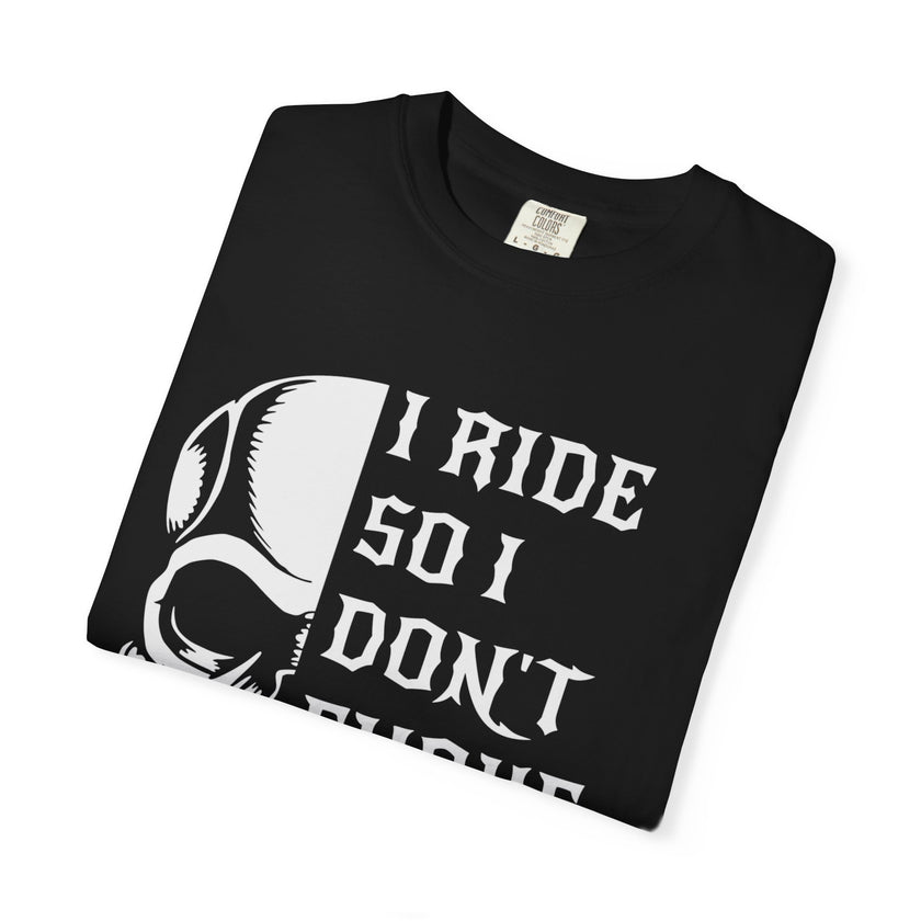 Skull Graphic T-Shirt - I Ride, Motorcycle Tee, Gift for Bikers, Unisex Casual Wear, Riding Outfit, Unique Shirt for Men and Women