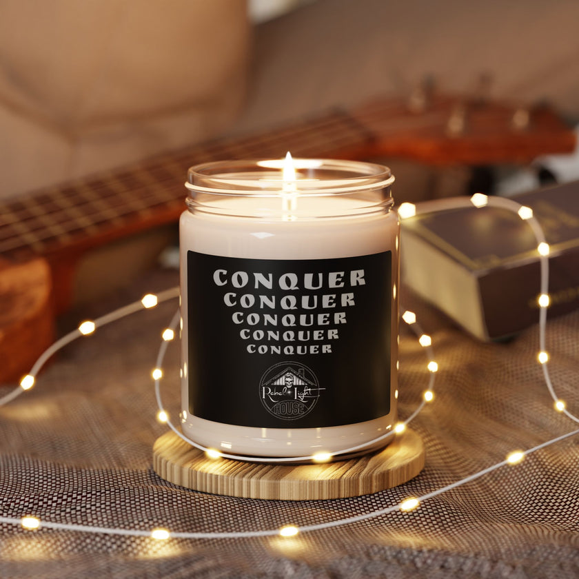 Conquer — Overcome | Rebel Light House-Apple Harvest Scented 9oz Soy Candle