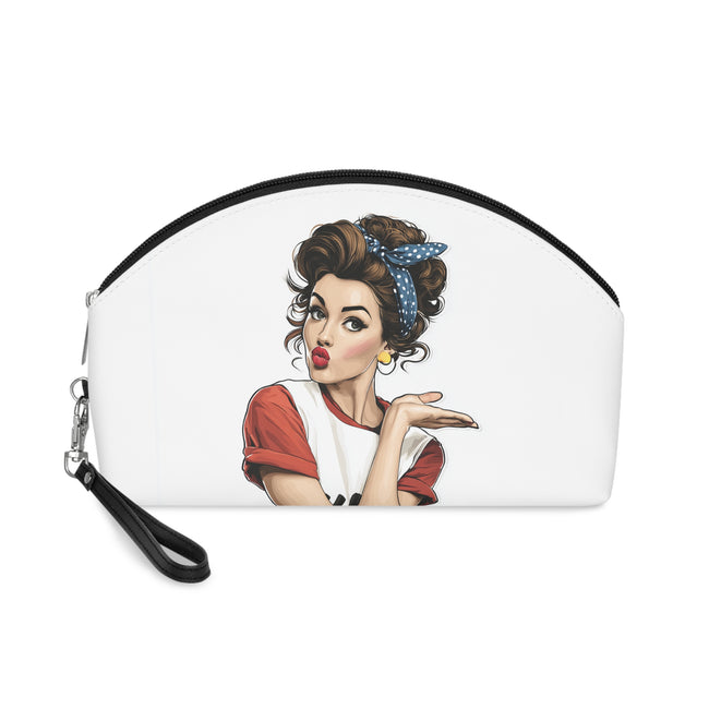 Makeup Bag — Vintage Pinup Kiss Design with 