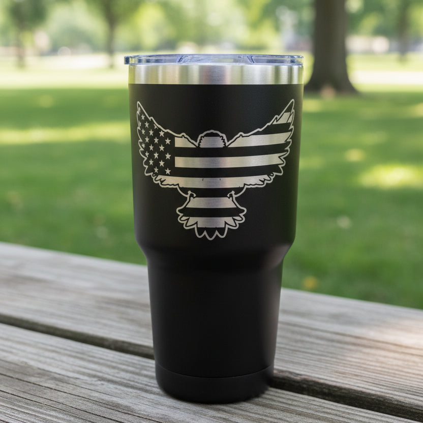 WE ARE NOT DESCENDED FROM FEARFUL MEN-EAGLE 30 oz TUMBLER