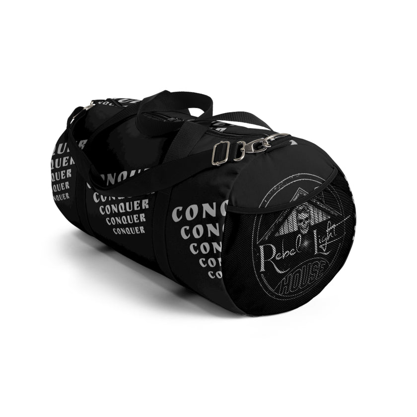 CONQUER — Overcome The Obstacles | Rebel Light House On Demand Graphic Duffle Bag