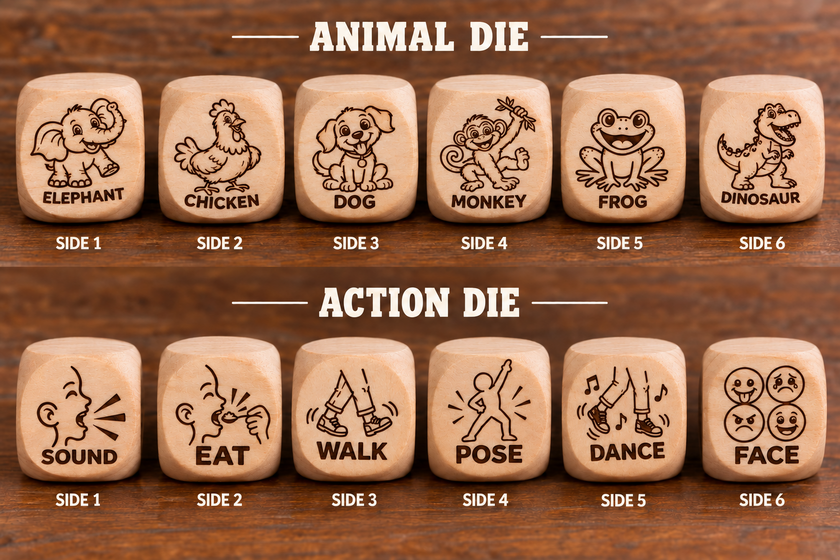 ANI-ROLL-MAL — Wooden Dice Game