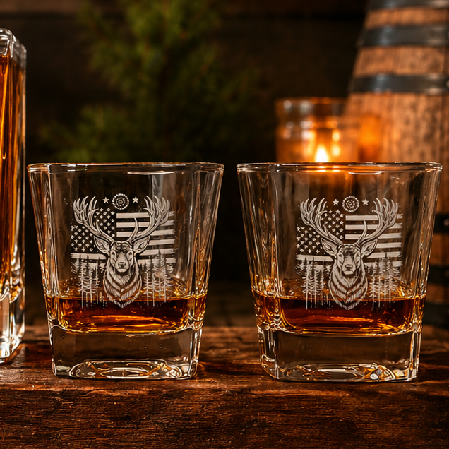 STAR-SPANGLED ANTLER WHISKEY GLASS SET