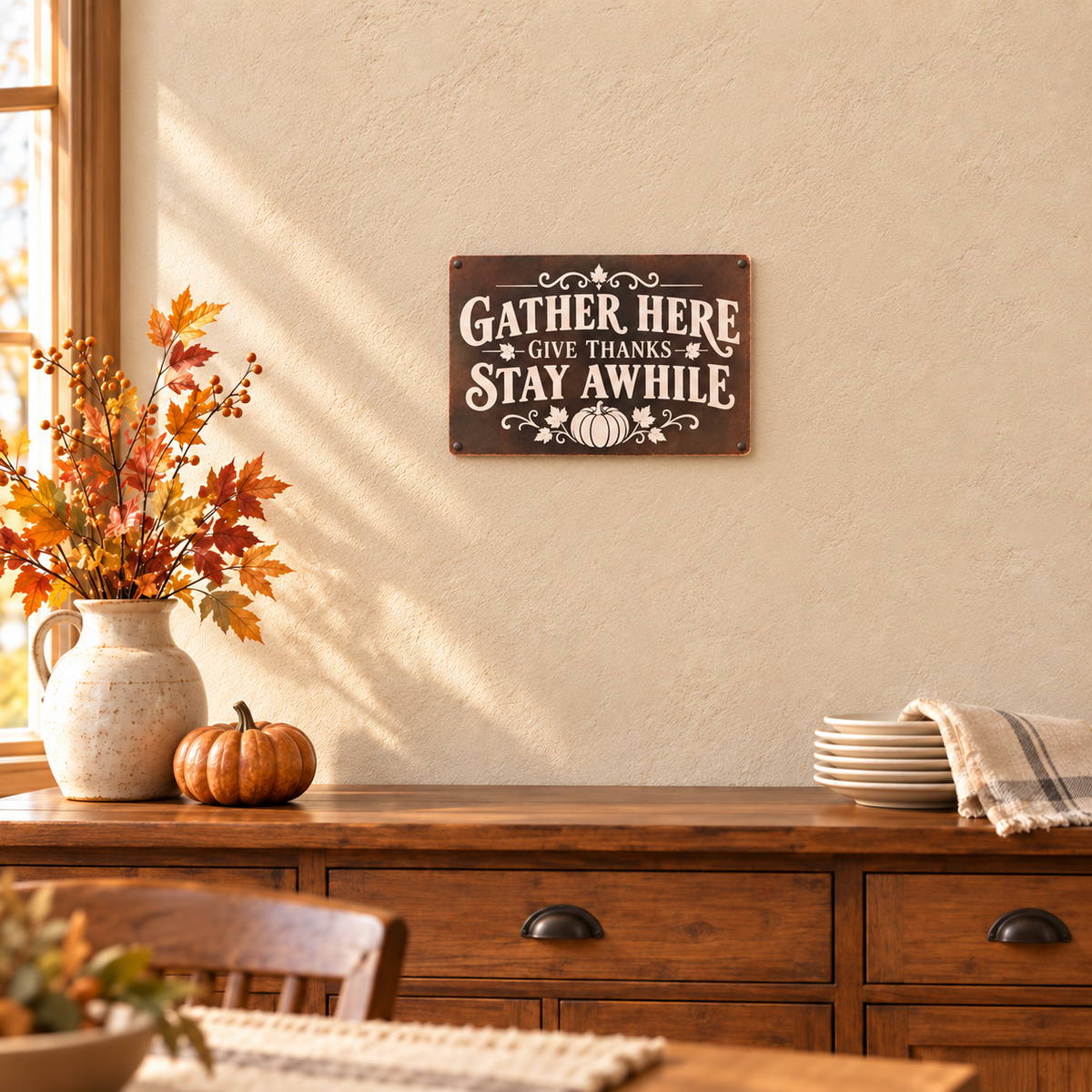 GATHER HERE — Metal Sign