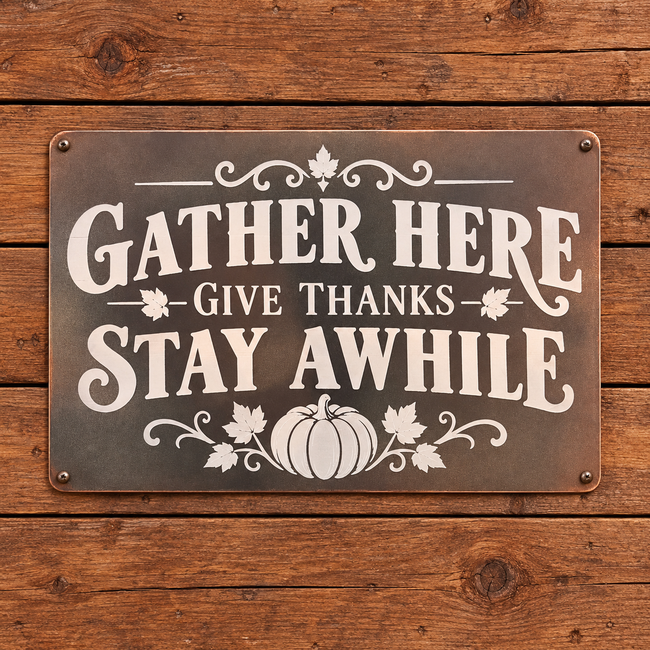 GATHER HERE — Metal Sign