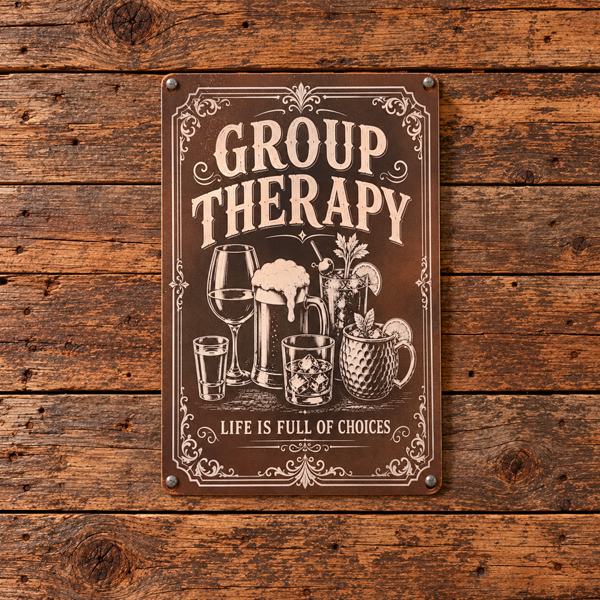 GROUP THERAPY — Metal Sign