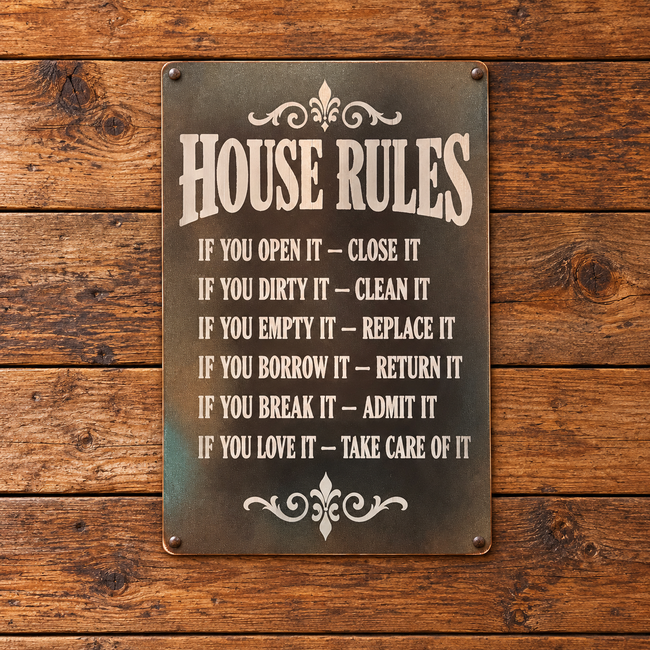 HOUSE RULES — Metal Sign