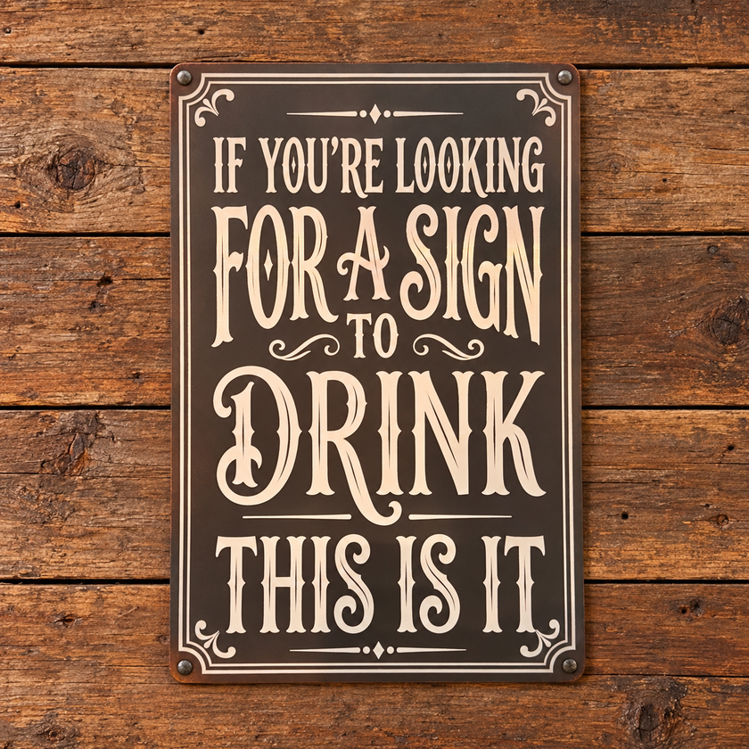 IF YOU'RE LOOKING FOR A SIGN TO DRINK — Metal Sign