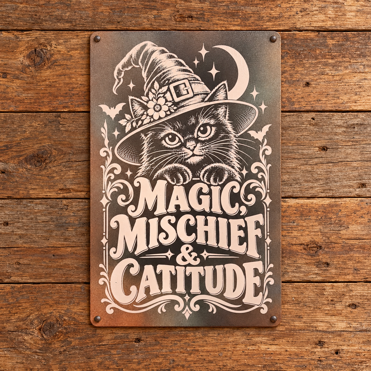 MAGIC, MISCHIEF AND CATTITUDE — Metal Sign