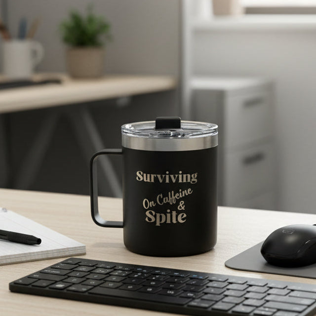Surviving On Caffeine and Spite-12oz Travelers Mug