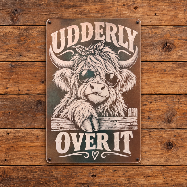 UDDERLY OVER IT — Metal Sign