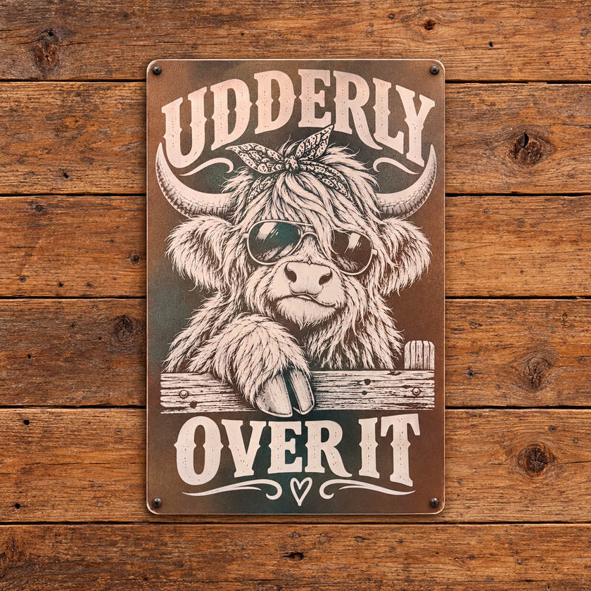 UDDERLY OVER IT — Metal Sign