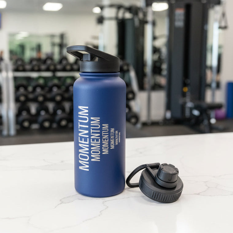 MOMENTUM- Strength or Force Gained by Motion,  ENGRAVED WATER BOTTLE
