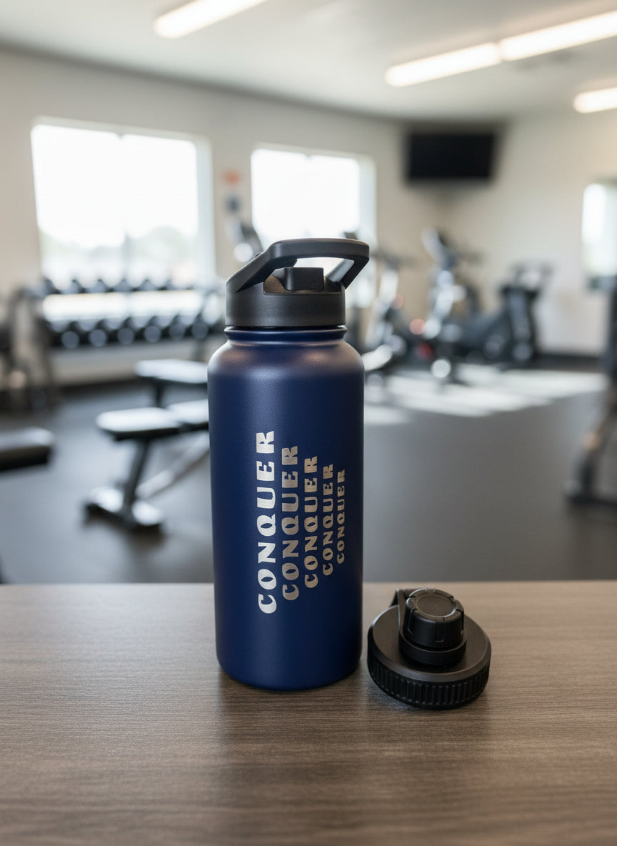 CONQUER- Overcome The Obstacles ENGRAVED WATER BOTTLE