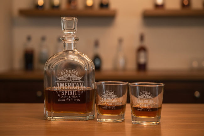 GENUINE AMERICAN SPIRIT DECANTER AND GLASS GIFT SET