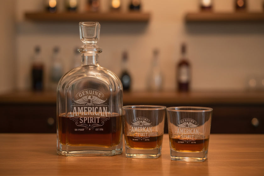 GENUINE AMERICAN SPIRIT DECANTER AND GLASS GIFT SET