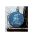 Gnome Female Motorcycle Rider Skull Bandana-Slate Round Coaster