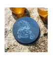 Gnome Biker Female Single Braid-Slate Coaster Round