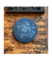Gnome Biker Male With Long Hair-Slate Coaster Round