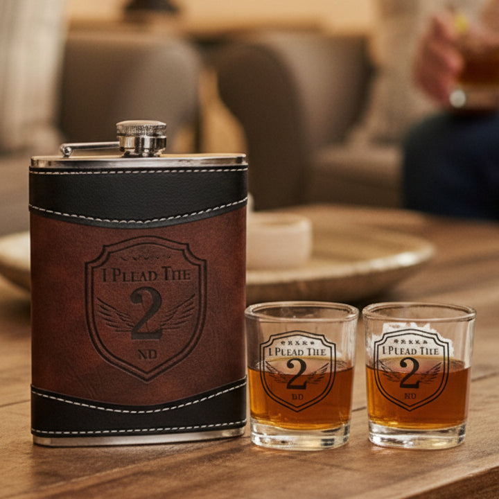 I PLEAD THE 2ND FLASK AND SHOT GLASS GIFT SET