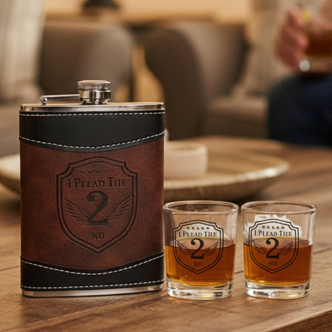 I PLEAD THE 2ND FLASK AND SHOT GLASS GIFT SET
