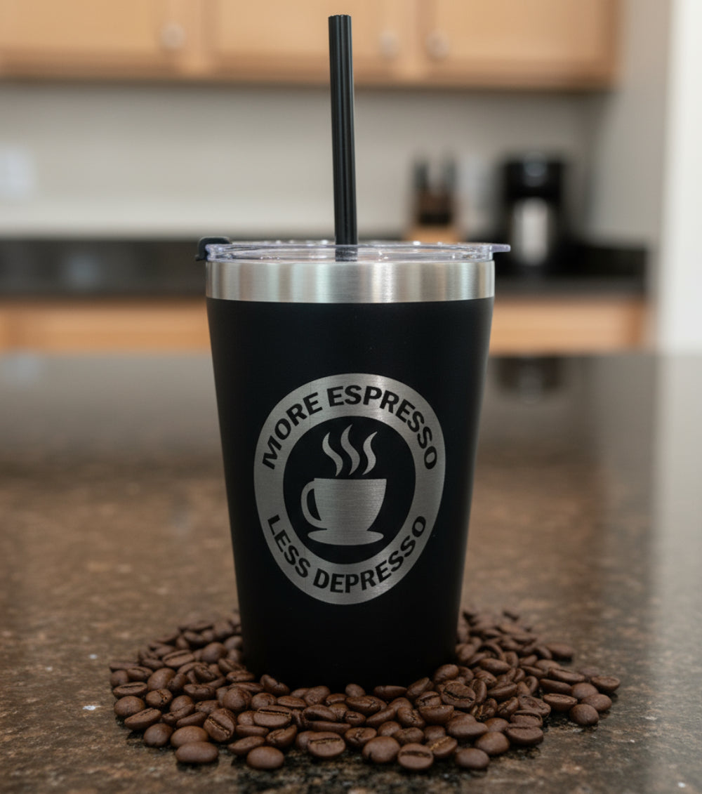 12 oz Tumbler-More Expresso Less Depresso