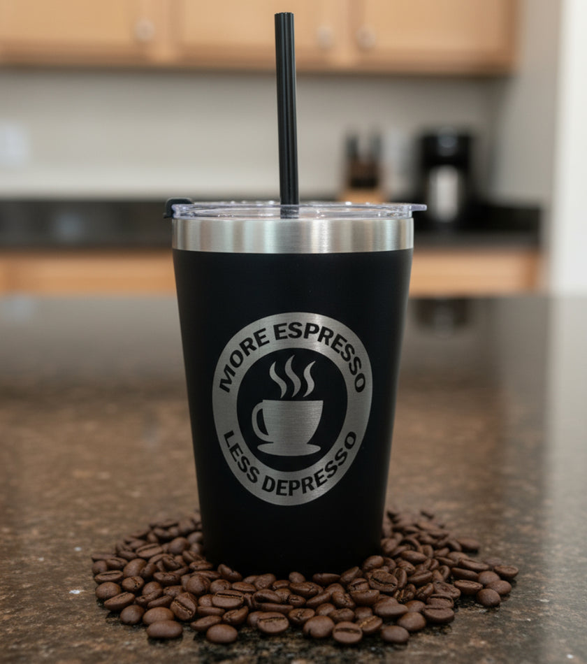 12 oz Tumbler-More Expresso Less Depresso