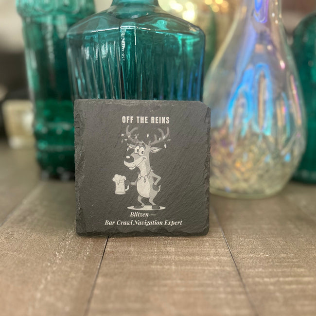 OFF THE REIGNS — BLITZEN BAR CRAWL NAVIGATION EXPERT — Slate Coaster 2-Pack