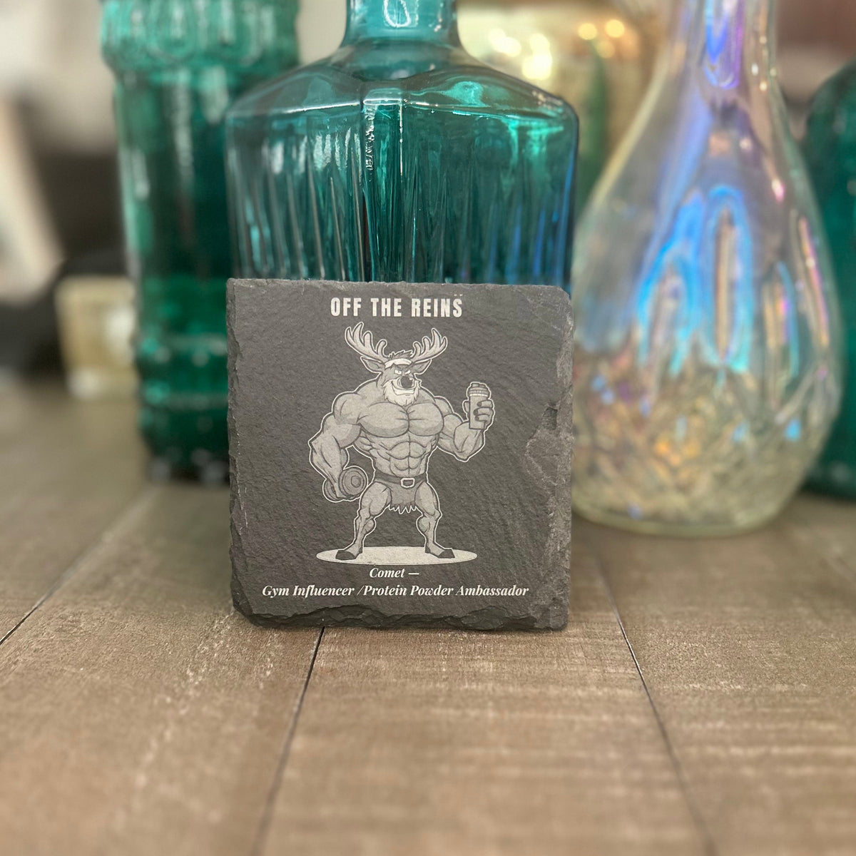 OFF THE REIGNS — COMET GYM INFLUENCER & PROTEIN POWDER AMBASSADOR — Slate Coaster 2-Pack