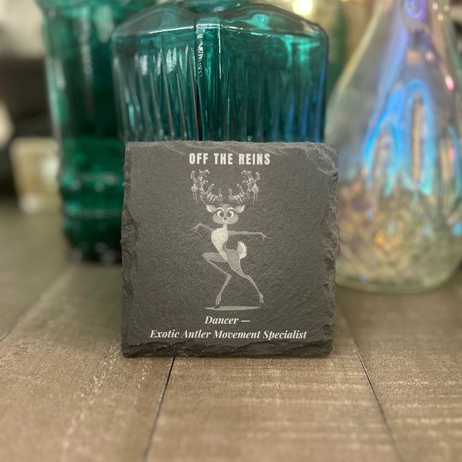 OFF THE REIGNS — DANCER EXOTIC ANTLER MOVEMENT SPECIALIST — Slate Coaster 2-Pack