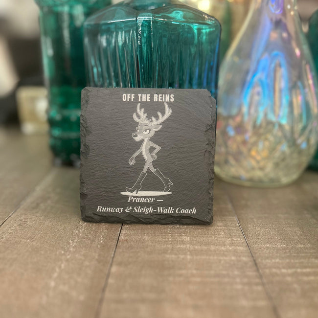 OFF THE REIGNS — PRANCER RUNWAY & SLEIGH-WALK COACH — Slate Coaster 2-Pack