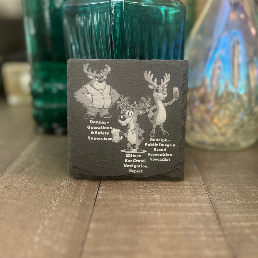 OFF THE REIGNS — 3-Design Slate Coaster Set | 3-Pack