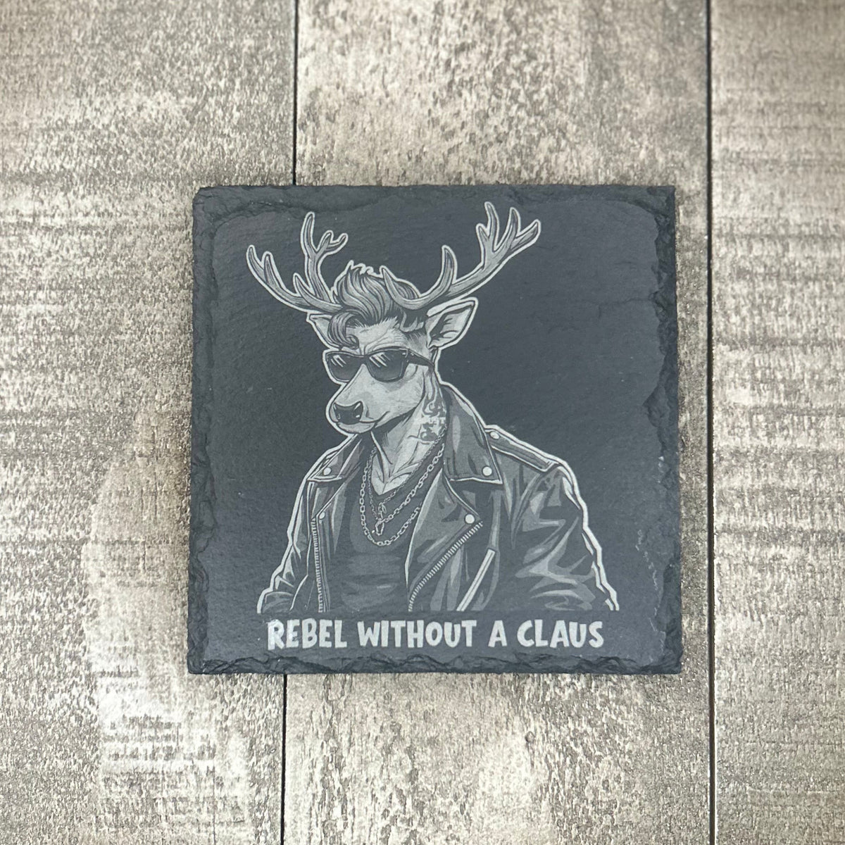 REBEL WITHOUT A CLAUS — Slate Coaster 2-Pack