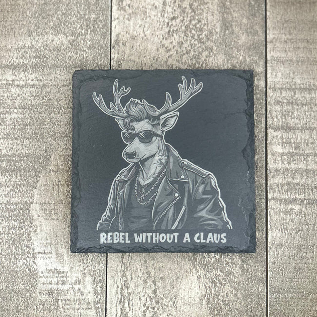 REBEL WITHOUT A CLAUS — Slate Coaster 2-Pack