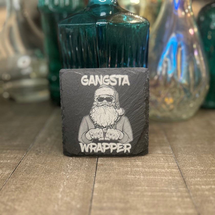 GANGSTA WRAPPER SANTA — Slate Coaster 2-Pack
