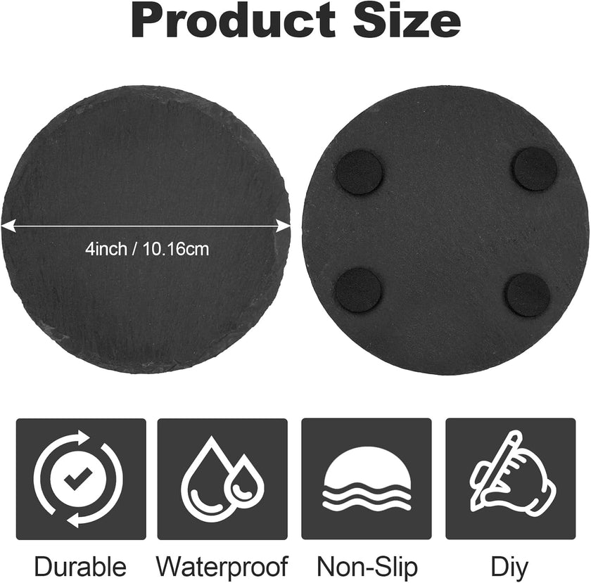 Gnome Biker Patriotic-Slate Coaster Round