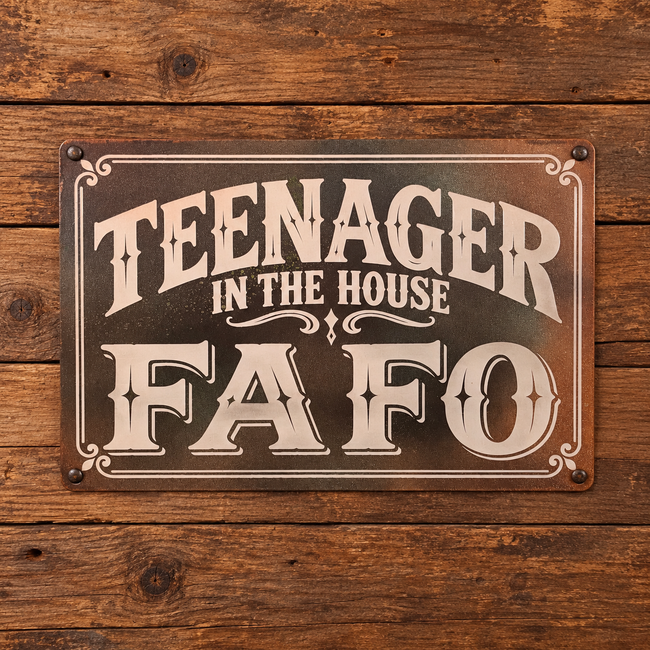 TEENAGER IN THE HOUSE — Metal Sign