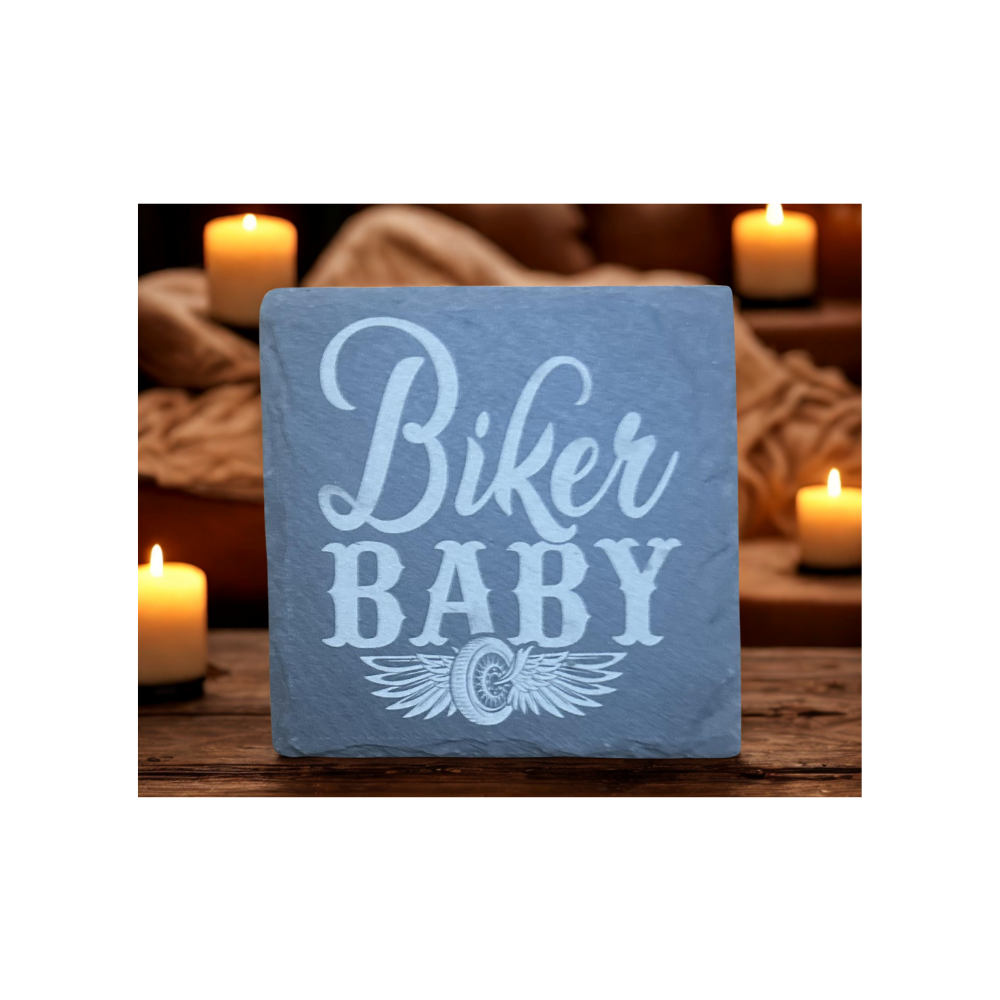 Biker Baby Slate Coaster