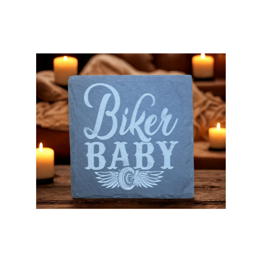 Biker Baby Slate Coaster