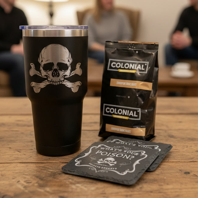 WHATS YOUR POISON CROSSBONES 30oz TUMBLER GIFT SET